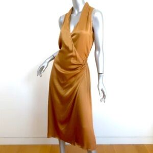Vince Shimmering Tan Wrap Dress